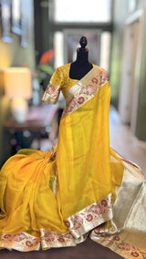 Yellow Organza with Designer Blouse