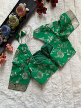 Green embroidered Silk Blouse 40