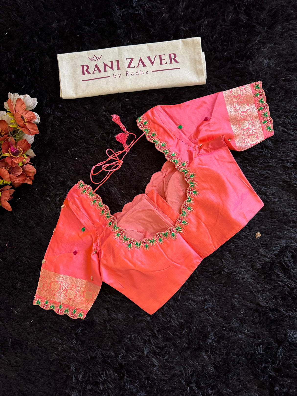 Peach Pink Pure Banaras Katan Silk