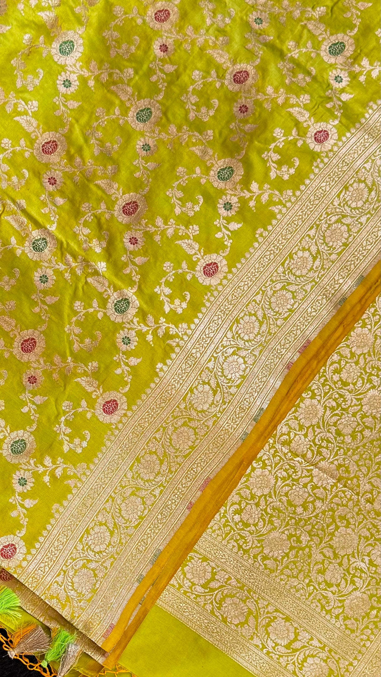 Parrot Green Pure Banaras Katan Silk