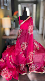 Rani Pink Floral Organza