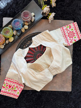 Ikkat with digital print border Pure Silk Handloom