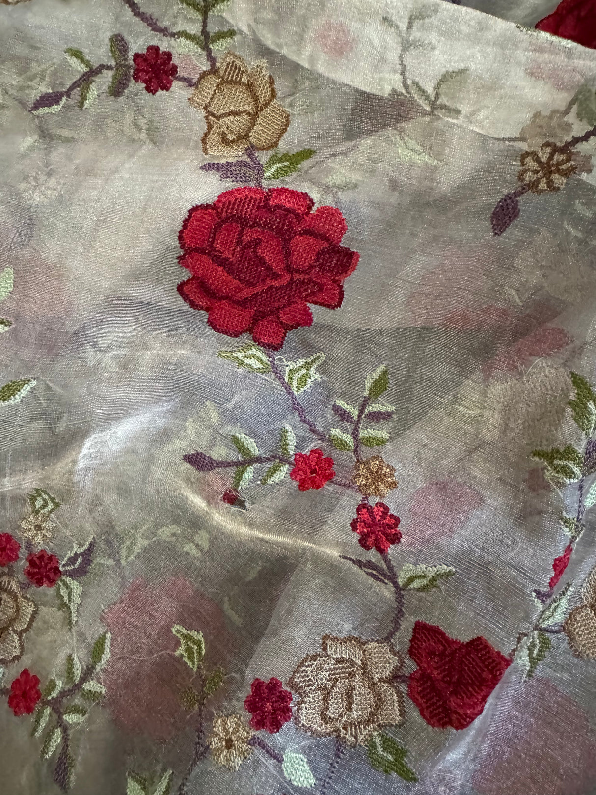 Beige Embroidered Banaras Kora