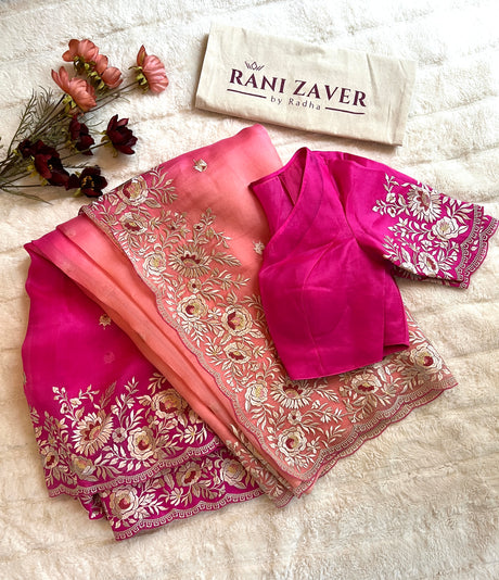 Beautiful saree featuring intricate handcrafted designs and patterns