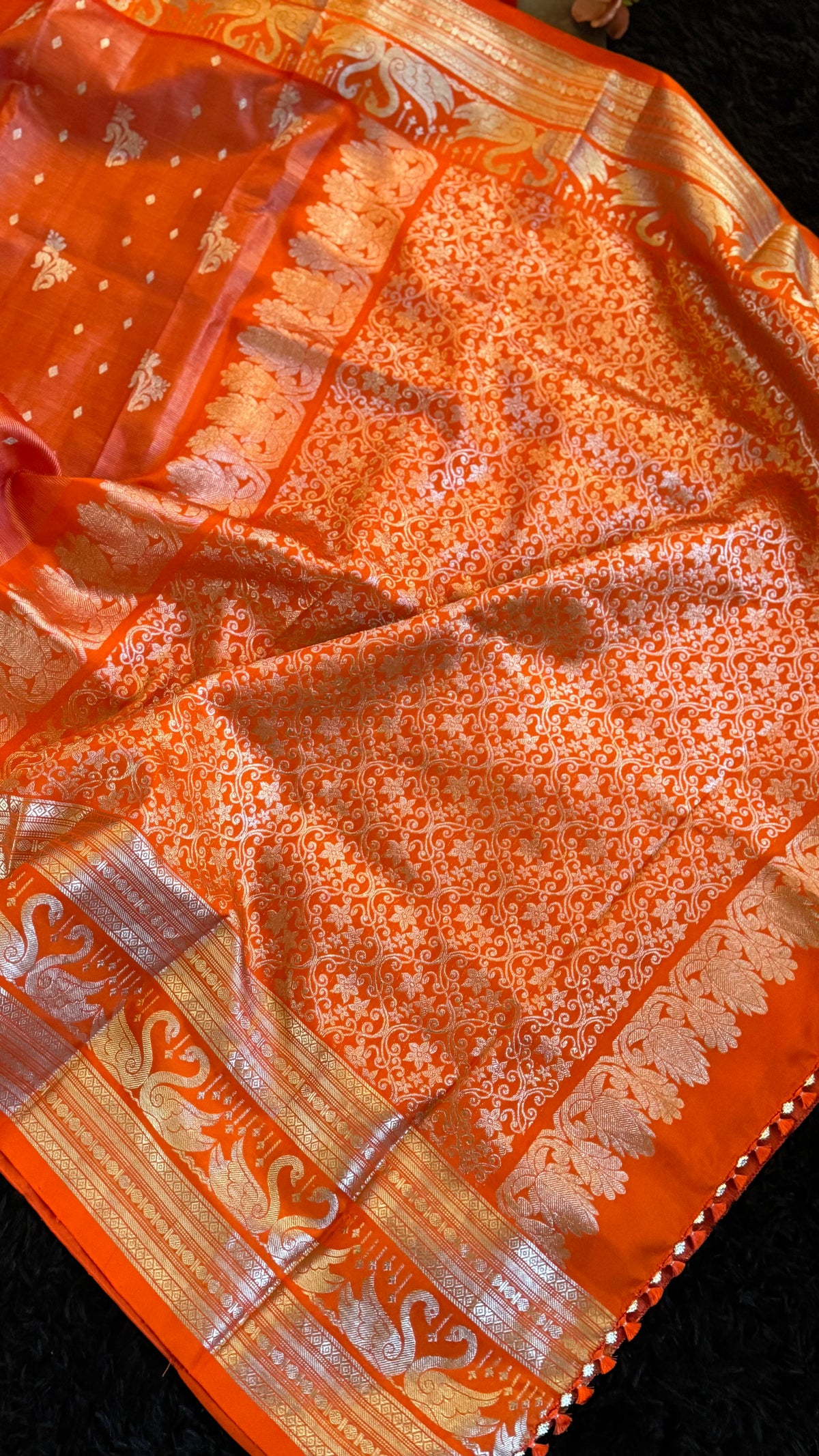 Orange Venkatagiri Pure SIlk Handloom