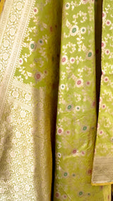 Parrot Green Pure Banaras Katan Silk