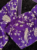 Purple Parsi Embroidered Silk Blouse 38