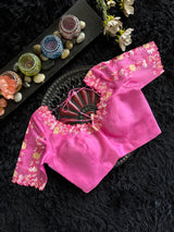 Shaded Pink Embroidered Organza