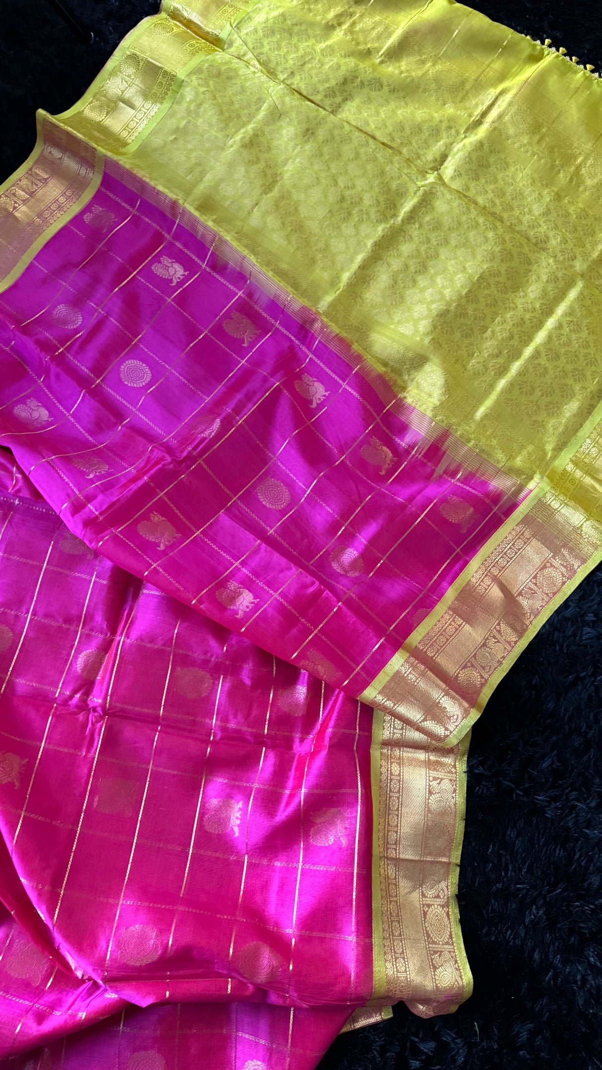 Pink with Sampangi Combo Palam Pazhamum Silk Cotton Kanchipuram
