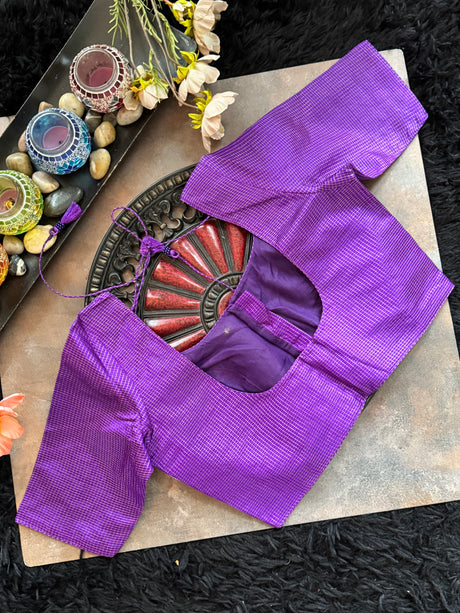 Purple Vaira Ooosie Silk Leave Neck Blouse 38