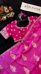 Pink Munga Silk With Heavy Embroidered Blouse