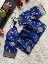 Blue embroidered Silk Blouse 38