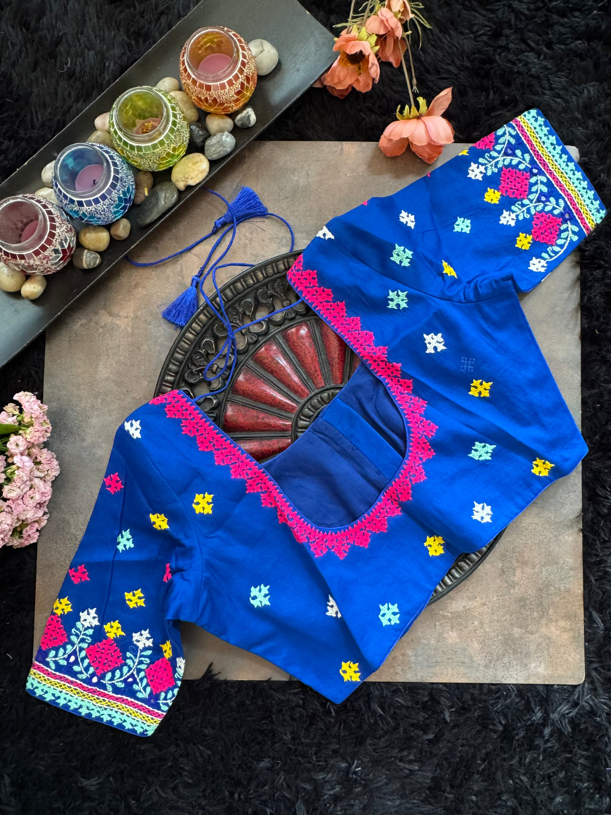 Royal Blue Hand Embroidered Blouse 40