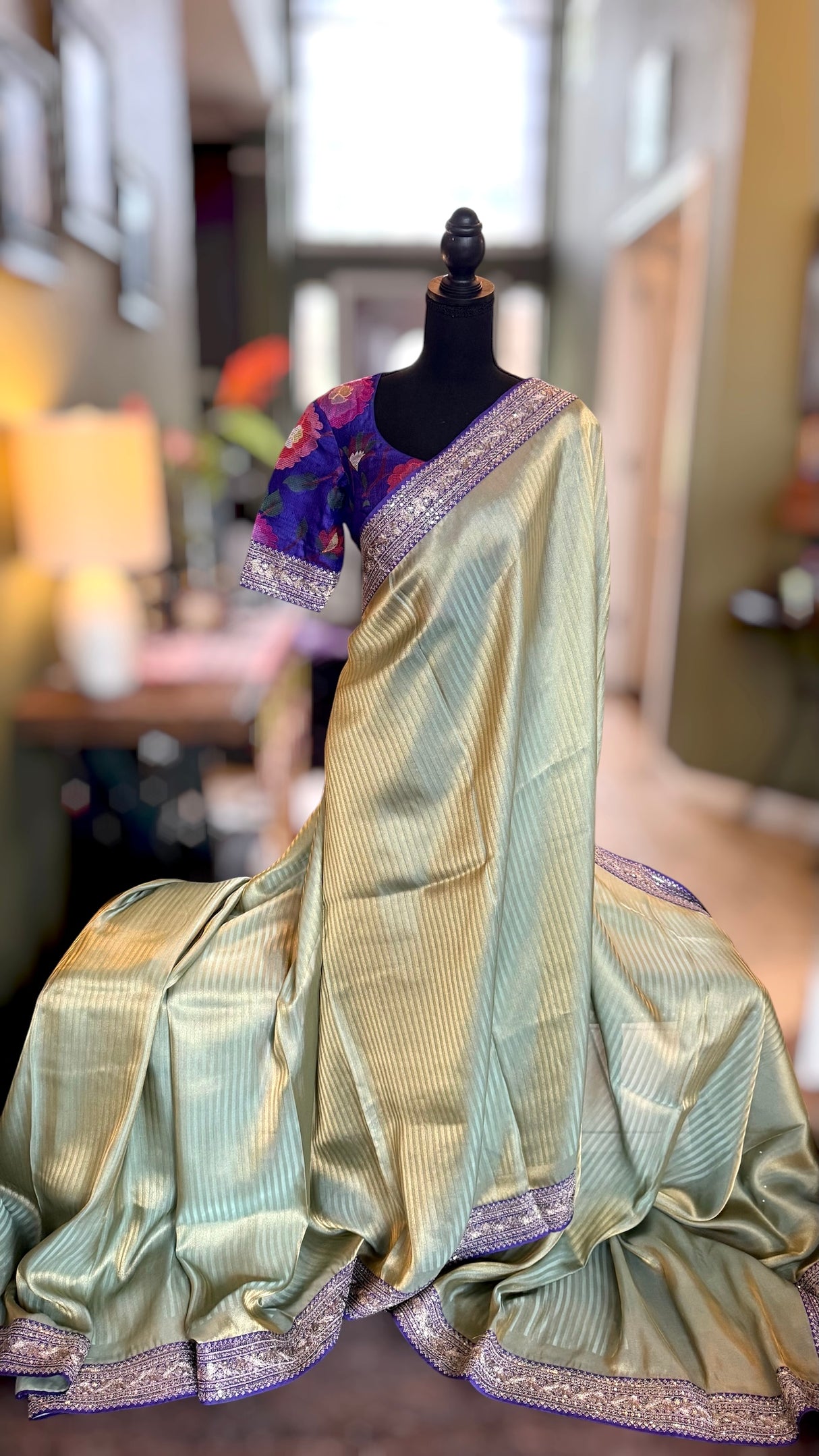 Purple Mint Green Shimmer Tissue Crepe