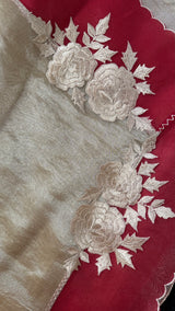 Red and Gold Combo Kora Organza