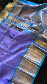Lavender Teal Gadwal Handloom Pure Silk