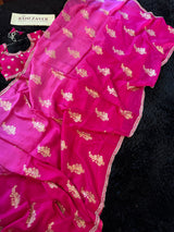 Pink Munga Silk With Heavy Embroidered Blouse