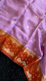 Lavender Orange Banaras Raw Mango Silk
