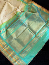 Beige Aqua Gadwal Handloom Pure Silk