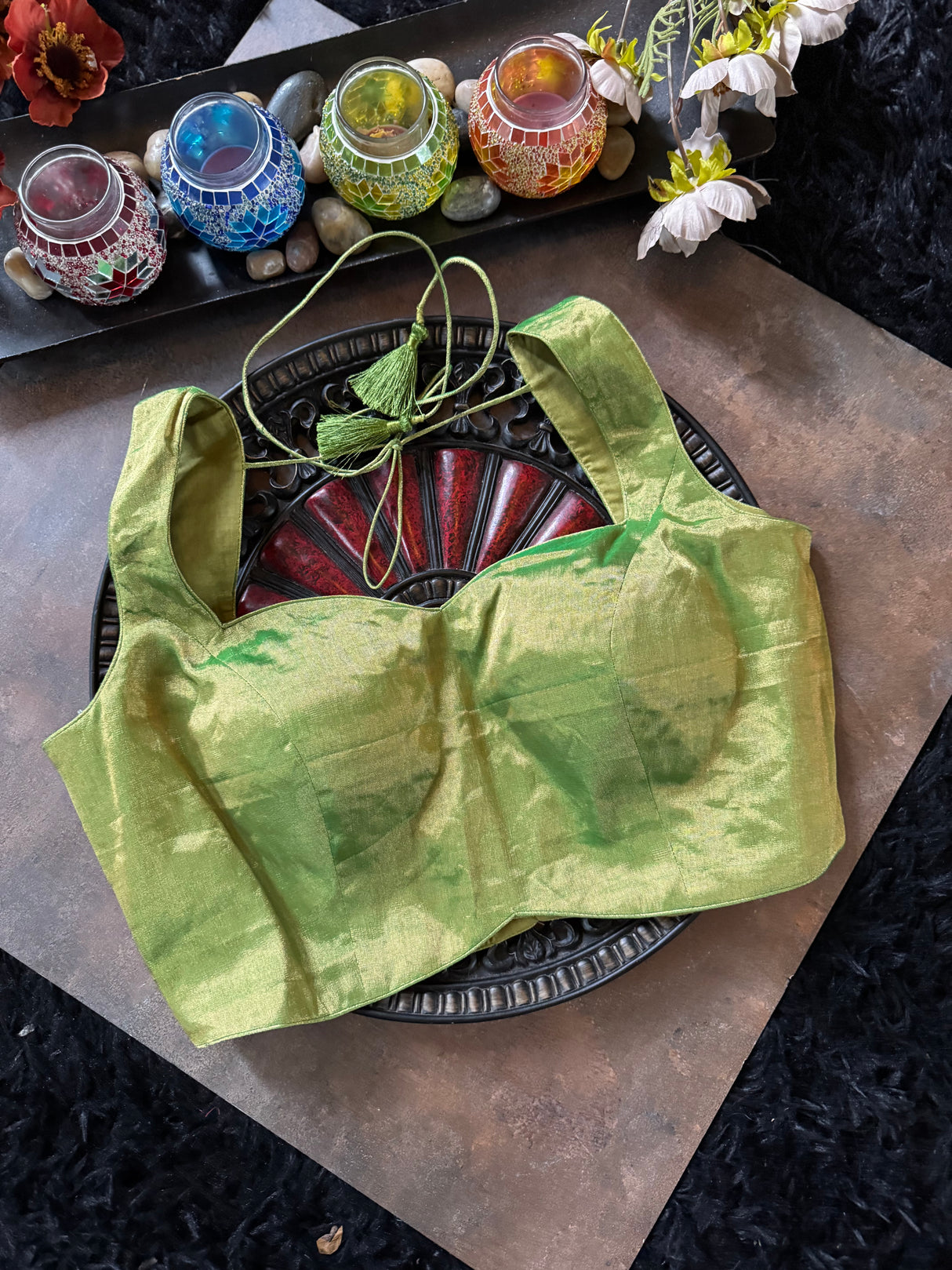 Green Apple Tissue Sleeveless Blouse 38