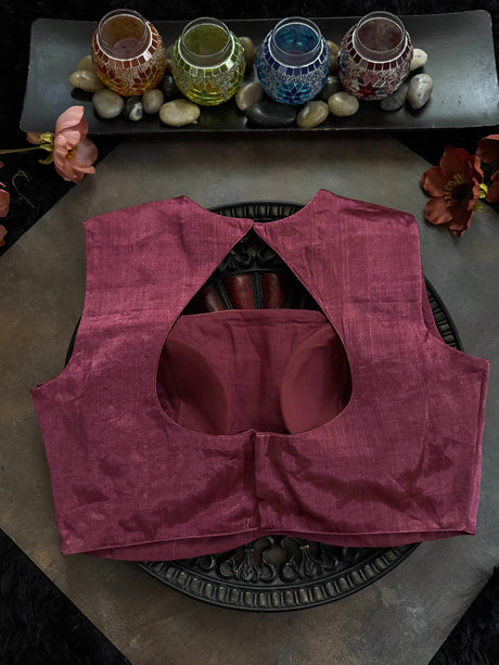 Flamingo Pink Tissue Closed Shoulder Sleeveless Blouse 36