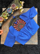 Royal Blue Vaira Ooosie Silk Leave Neck Blouse 38