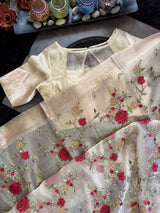 Beige Embroidered Banaras Kora