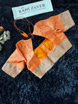 Rust Orange Hand Painted Tussar Silk