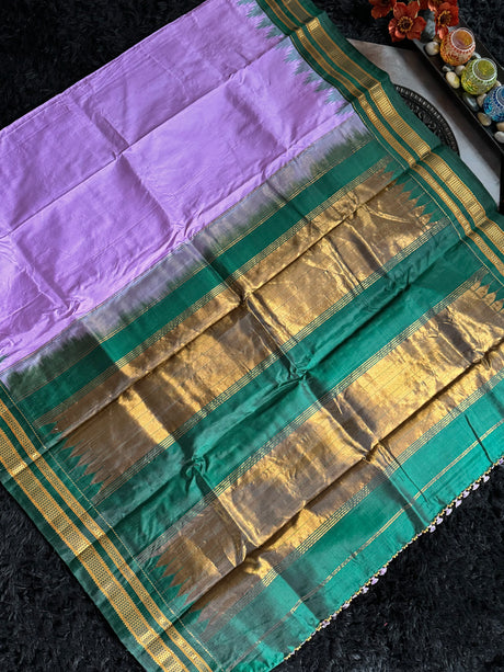 Lavender Bottle Green Ilkal Pure Silk