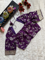 Purple embroidered Silk Blouse 40