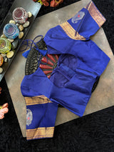 Sage Green Dark Blue Gadwal Handloom Pure Silk