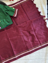 Maroon Green Nath Embroidered Khun Saree Set