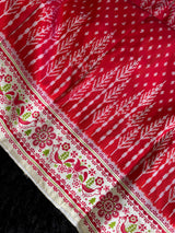 Ikkat with digital print border Pure Silk Handloom