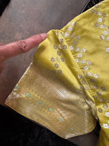 Maroon Yellow Banaras Raw Mango Silk