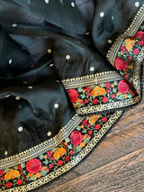 Black sheer organza saree with matching designer blouse