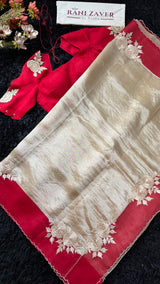 Red and Gold Combo Kora Organza