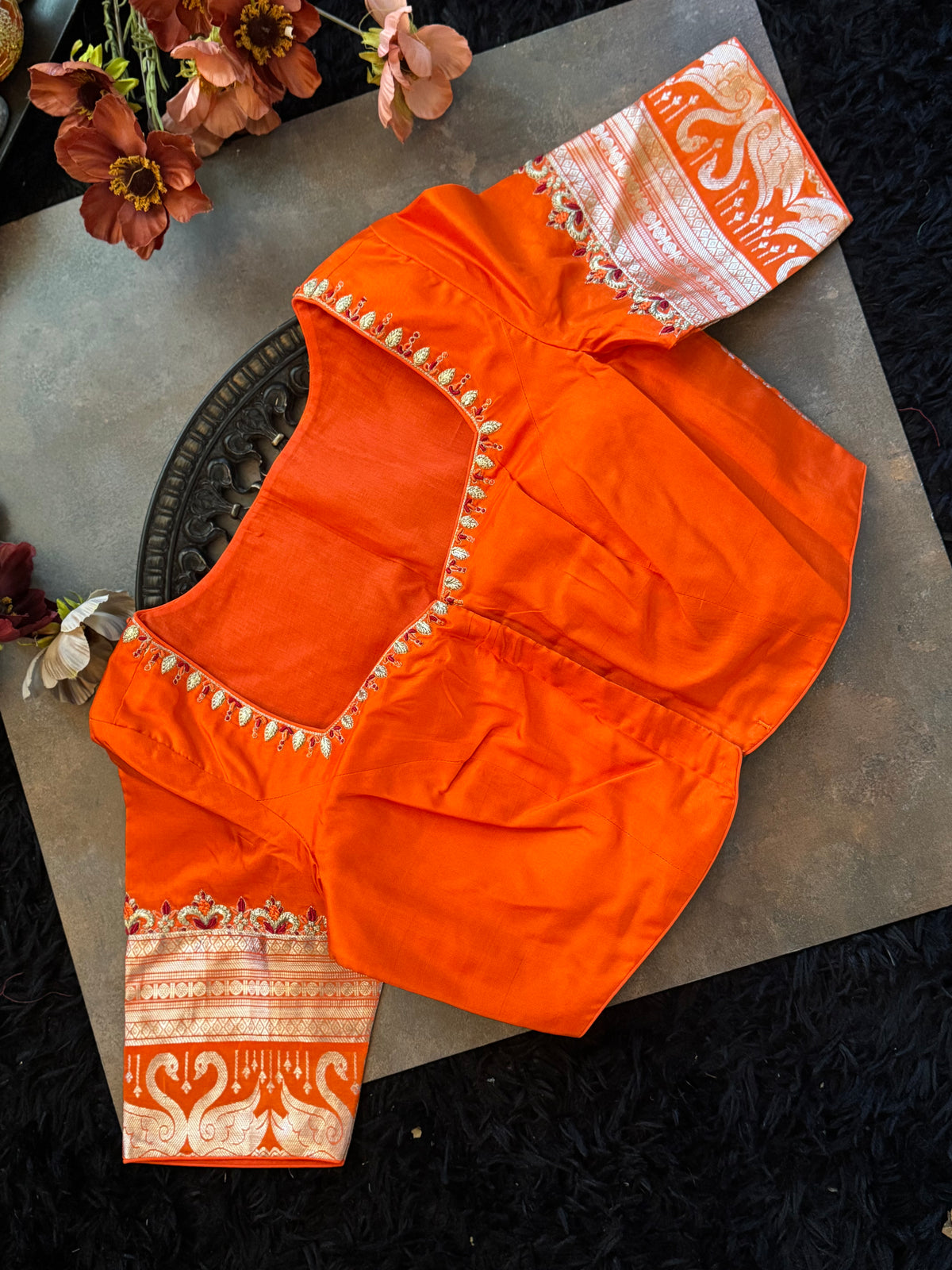 Orange Venkatagiri Pure SIlk Handloom