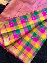 Multi color paalum Pazhamum korvai Kanchipuram pure silk