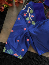 Royal Blue Silk Embroidered Blouse 38