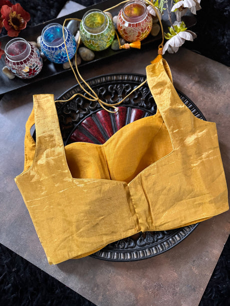 Yellow Gold Tissue Sleeveless Blouse 38