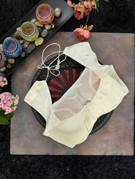 Ivory Satin  Sleeveless Blouse 38