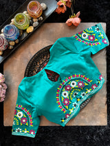 Turquoise Hand Embroidered Blouse 36