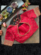 Bridal Blouse RED raw silk