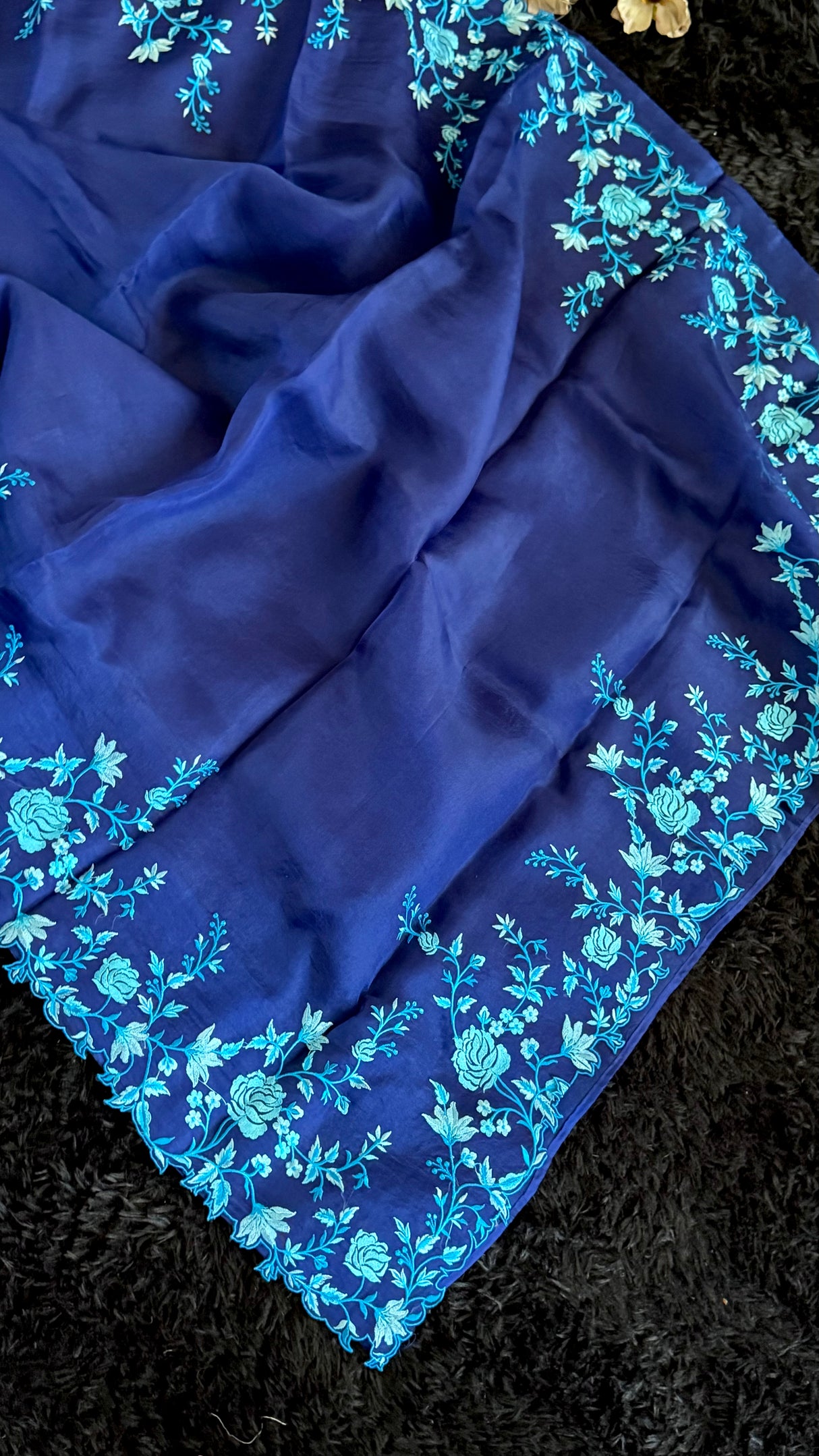 Blue Embroidered Organza