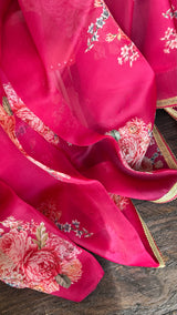 Rani Pink Floral Organza