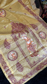 Light Gold Tissue saree Patachitra Painting