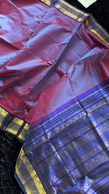 Lavender Royal Blue Combo Silk Cotton Kanchipuram
