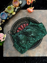 Green Sequins Spaghetti Strap Blouse 38