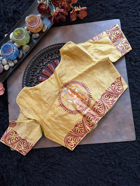 Light Gold Tissue saree Patachitra Painting