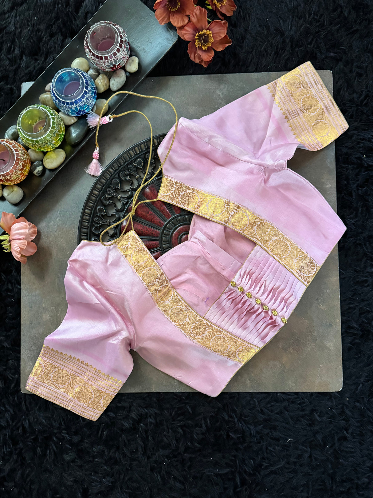 Turquoise Light Pink Gadwal Handloom Pure Silk